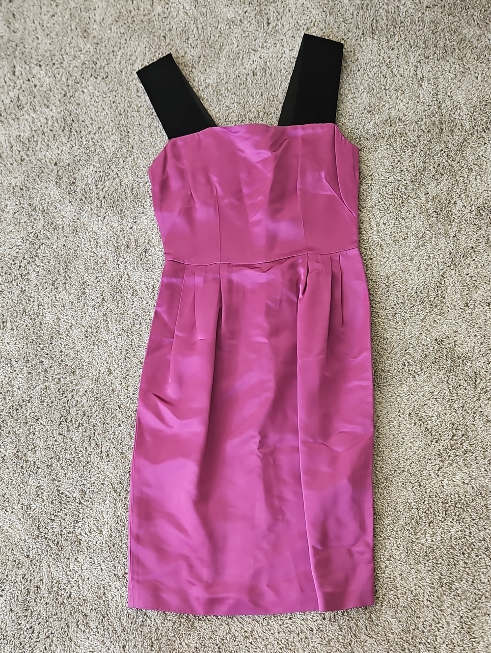 NWT Dolce & Gabbana D&G Satin Magenta Dress Black Velvet 42/M - Picture 2 of 12